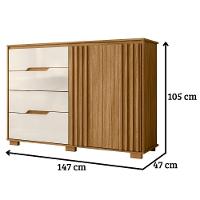 Cômoda Texas 2 Portas E 4 Gavetas Freijó Off White Moval - 6