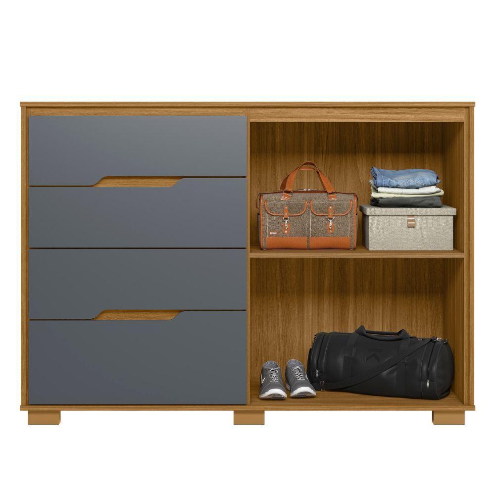 Cômoda Texas 2 Portas E 4 Gavetas Freijó Cinza Moval - 4