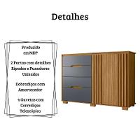 Cômoda Texas 2 Portas E 4 Gavetas Freijó Cinza Moval - 5