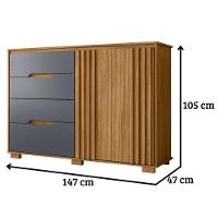 Cômoda Texas 2 Portas E 4 Gavetas Freijó Cinza Moval - 6