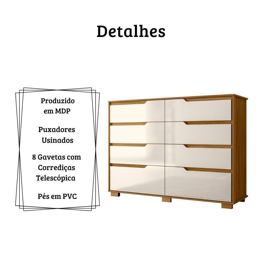 Cômoda Georgia 8 Gavetas Freijó Off White Moval - 5