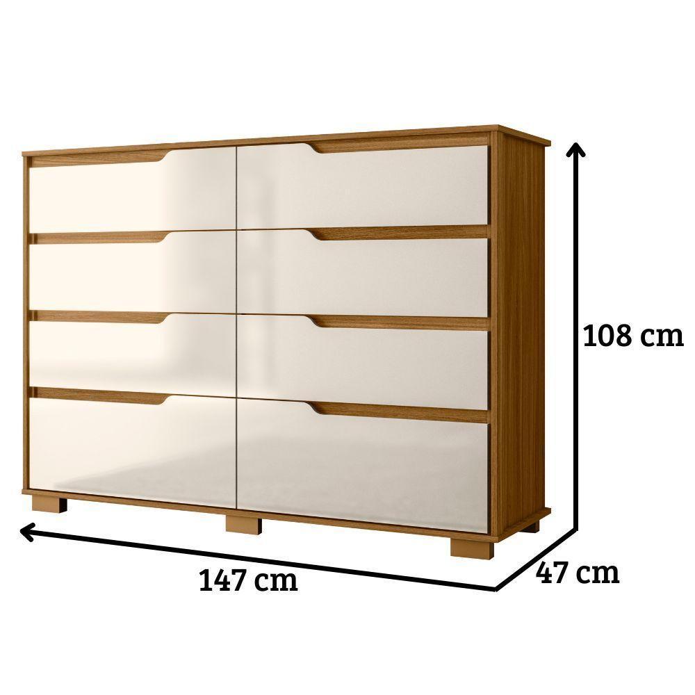 Cômoda Georgia 8 Gavetas Freijó Off White Moval - 6
