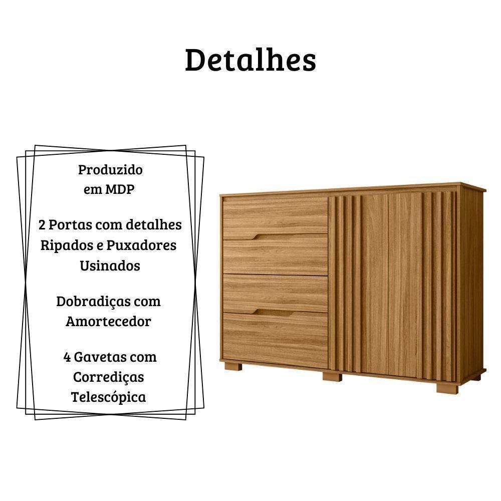Cômoda Texas 2 Portas E 4 Gavetas Freijó Moval - 5