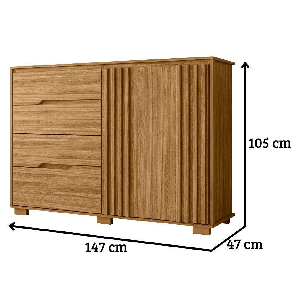 Cômoda Texas 2 Portas E 4 Gavetas Freijó Moval - 6