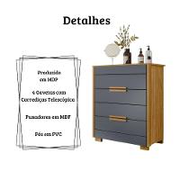 Cômoda Dhara 4 Gavetas Freijó Cinza Moval - 5