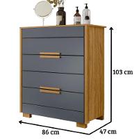 Cômoda Dhara 4 Gavetas Freijó Cinza Moval - 6