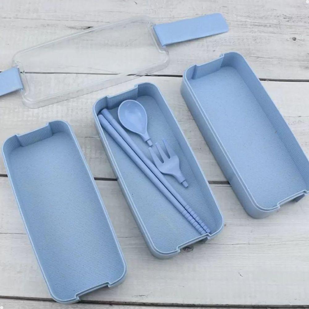 Marmita Fitness Lunch Box 900ml 3 Divisórias Pote Mantimento Bento 3 Em 1 Lorben - 4