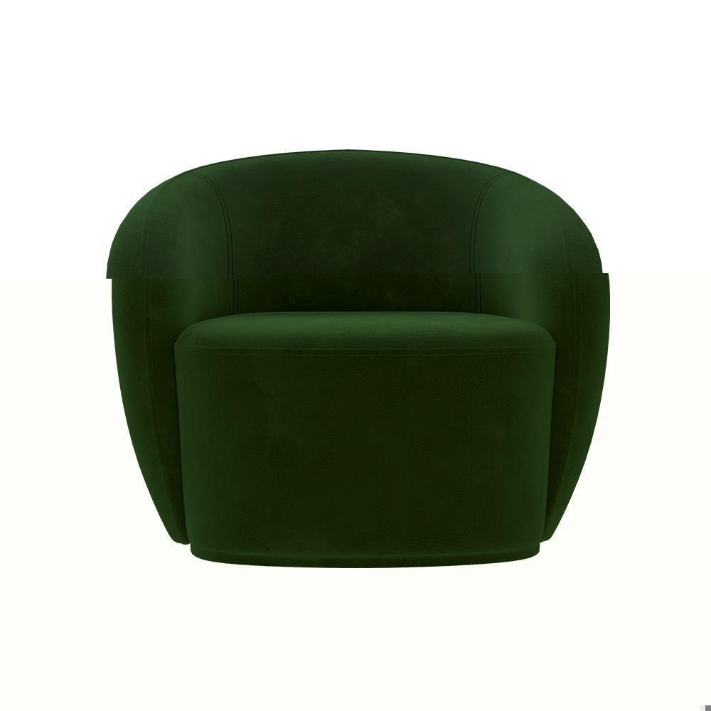 Kit 2 Poltronas Decorativas Sala De Estar íbis Encosto Fixo Veludo Verde G33 - Gran Belo - 6