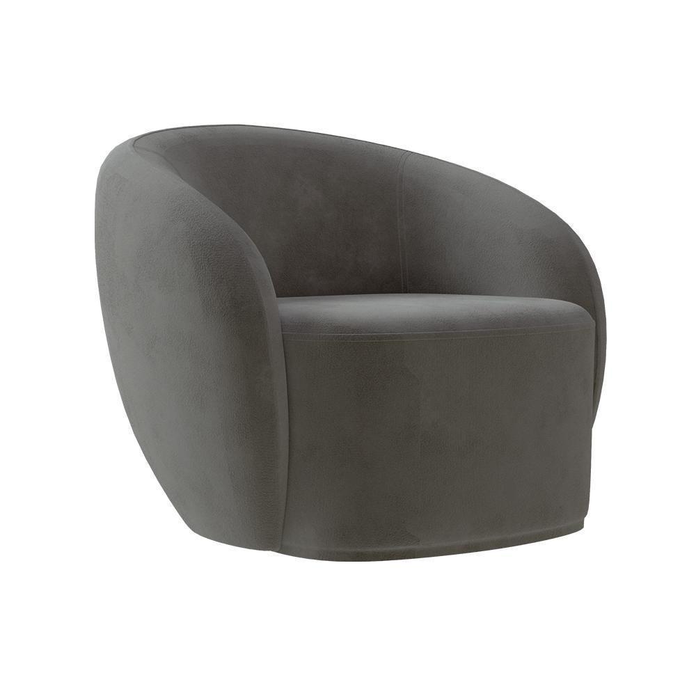 Kit 2 Poltronas Decorativas Sala De Estar íbis Encosto Fixo Veludo Grafite G33 - Gran Belo - 5