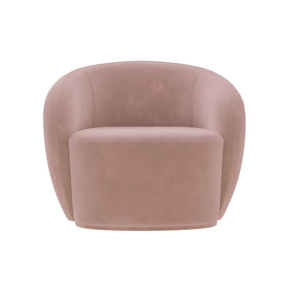 Kit 2 Poltronas Decorativas Sala De Estar íbis Encosto Fixo Veludo Rosê G33 - Gran Belo - 2