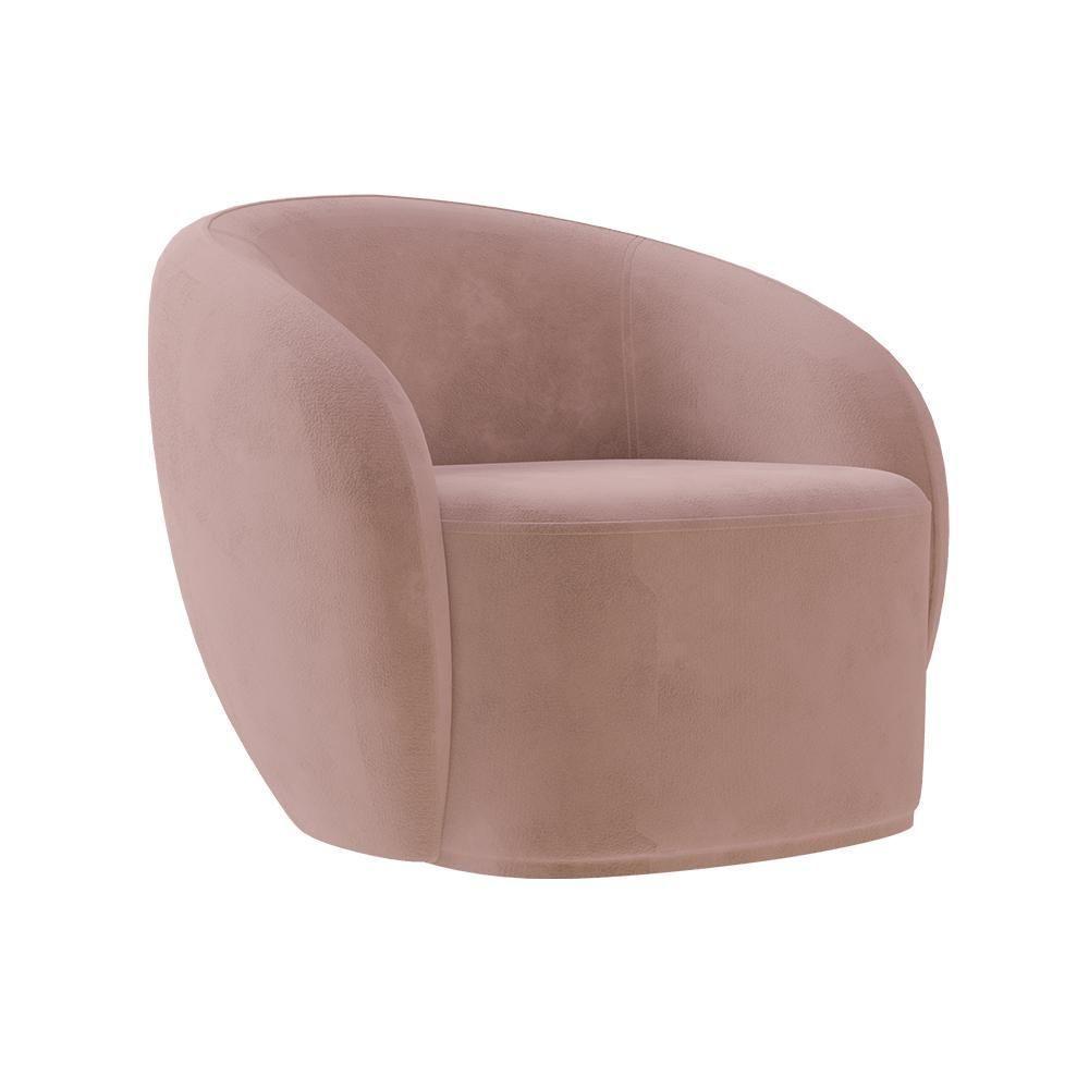 Kit 2 Poltronas Decorativas Sala De Estar íbis Encosto Fixo Veludo Rosê G33 - Gran Belo - 4