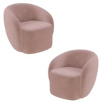 Kit 2 Poltronas Decorativas Sala De Estar íbis Encosto Fixo Veludo Rosê G33 - Gran Belo - 1