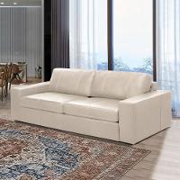 Sofá Decorativo Agatha 2 Lugares Sala De Estar 150cm Pés Em Madeira Couro Bege G88 - Gran Belo - 2