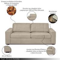 Sofá Decorativo Agatha 2 Lugares Sala De Estar 150cm Pés Em Madeira Couro Bege G88 - Gran Belo - 5