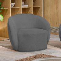 Kit 2 Poltronas Decorativas Sala De Estar íbis Encosto Fixo Bouclê Grafite G33 - Gran Belo - 6