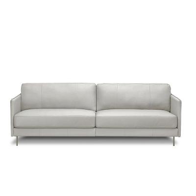 Sofá Decorativo Anthony 3 Lugares Sala De Estar 210cm Pés Em Aço Couro Off White G88 - Gran Belo