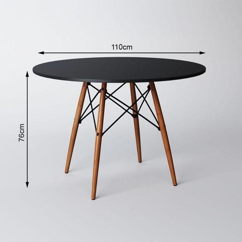 Mesa De Jantar Redonda Eiffel Eames 110cm Tampo Madeira Preto. - 2