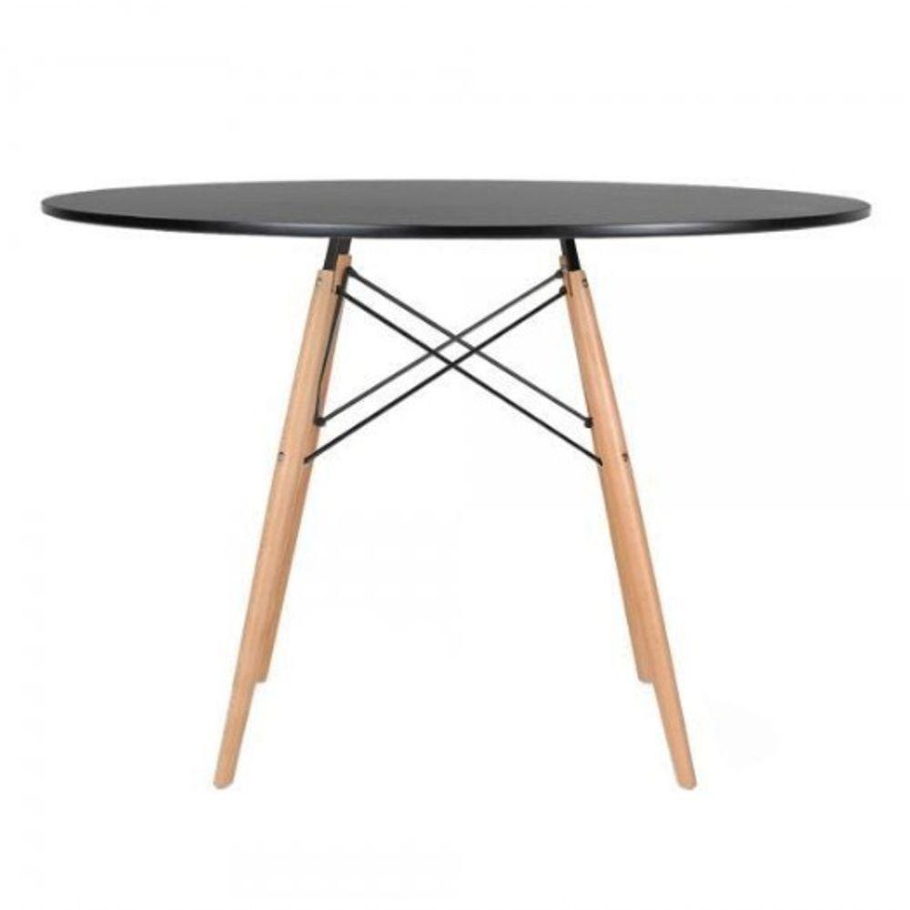 Mesa De Jantar Redonda Eiffel Eames 110cm Tampo Madeira Preto. - 3