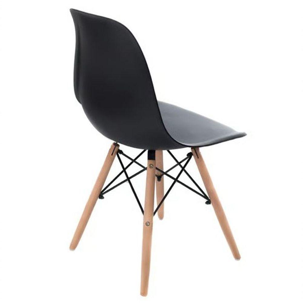 Conjunto De Mesa 4 Cadeiras Pretas Eames Eiffel 110cm Base Madeira Tampo Preto - 4