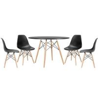 Conjunto Mesa Eames Preta 110cm E 4 Cadeiras Eames Pp Preta - 1