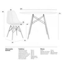 Kit Mesa Redonda Eames 120 Cm Branco + 4 Cadeiras Eiffel Dsw Preto - 3