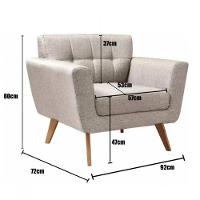 Poltrona Decorativa Bruna Sala Ou Recepção C- Pés Madeira Linho Bege - 2