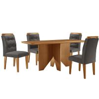 Mesa Evora 120 MDF Com 4 Cadeiras Carol Veludo Grafite Naturalle - 2