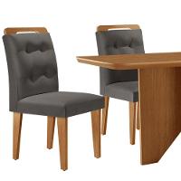 Mesa Evora 120 MDF Com 4 Cadeiras Carol Veludo Grafite Naturalle