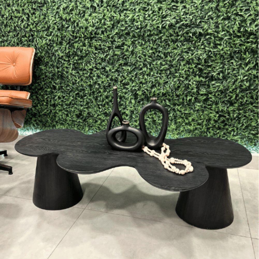 Mesa De Centro Cone Orgânica Splash 120x65 Cm Tampo ébano Base ébano Cor Preto - 2