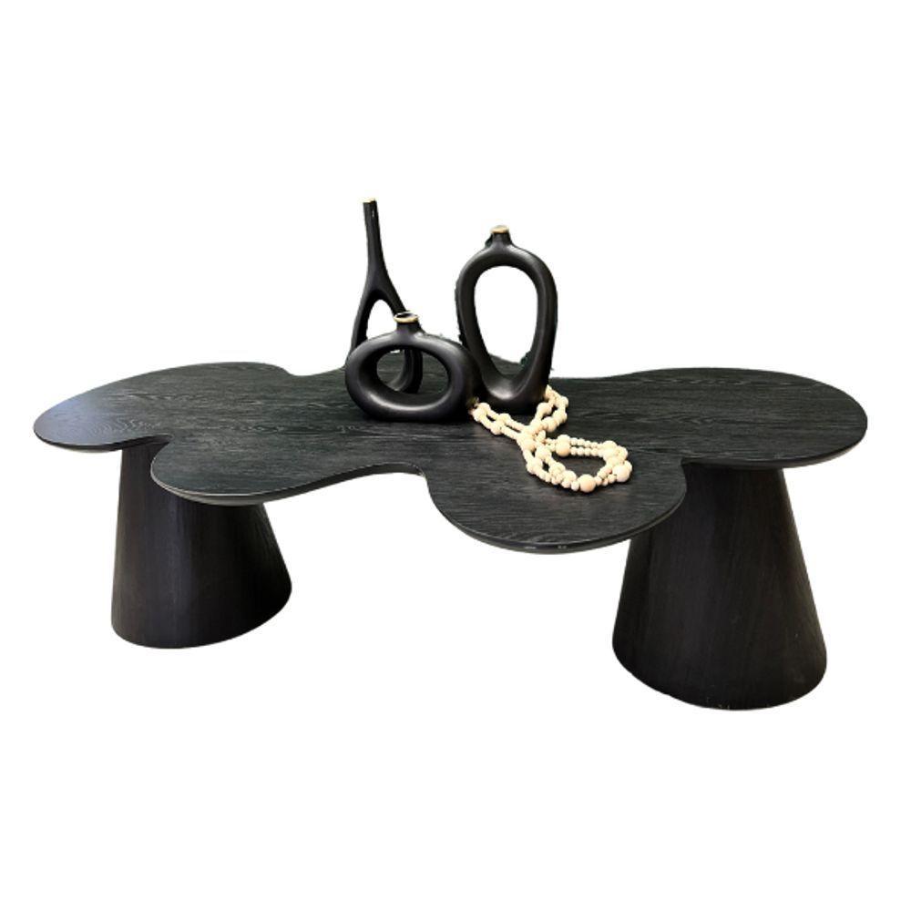 Mesa De Centro Cone Orgânica Splash 120x65 Cm Tampo ébano Base ébano Cor Preto - 4