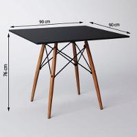 Conjunto De Mesa De Jantar Eames Eiffel Quadrada 90cm Tampo De Madeira Preto Com 4 Cadeiras Pretas - 3