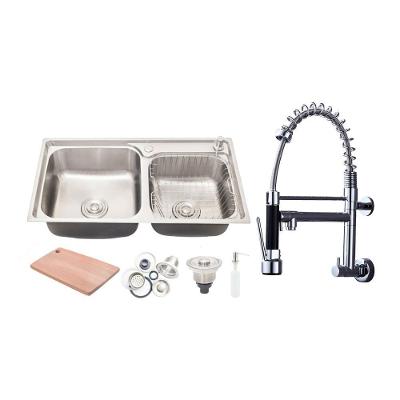 Cuba Pia Para Cozinha Aço Inox 201 Cg201-c02 E Torneira 50cm Cromada De Parede Tg50c-pz Belcca-kit