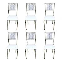 Kit 6 Cadeira Jantar Moderna Cromada Aço Junco Cozinha Sala - 4