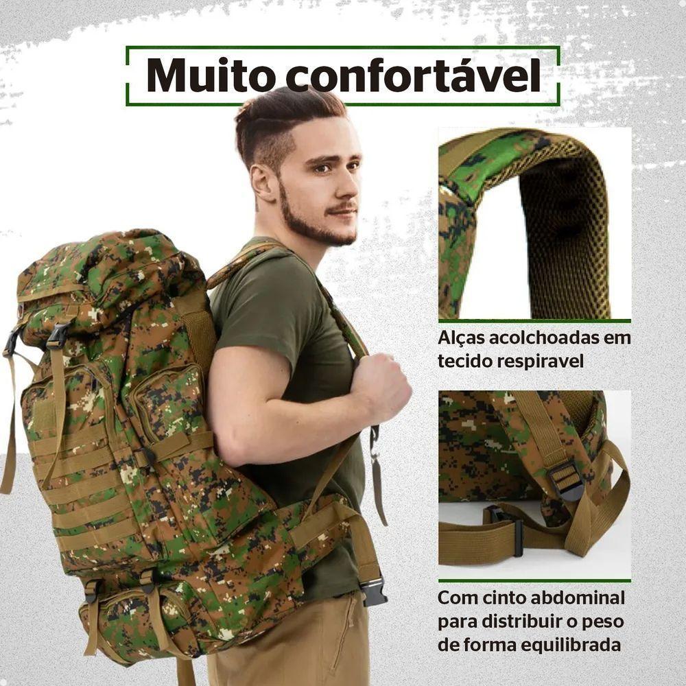 Mochila Tática Lorben Camuflada Militar Trilha Camping Trekking Aventura 80 Litros - 3