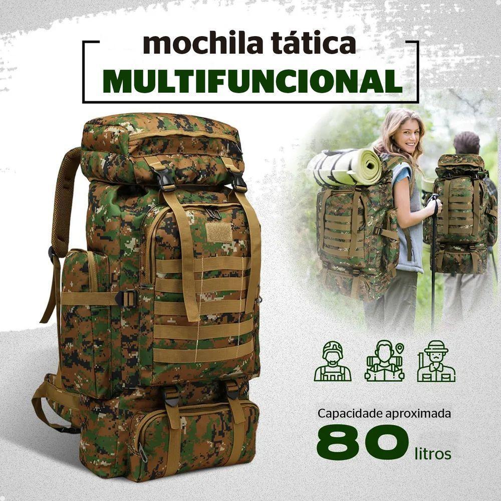 Mochila Tática Lorben Camuflada Militar Trilha Camping Trekking Aventura 80 Litros - 5