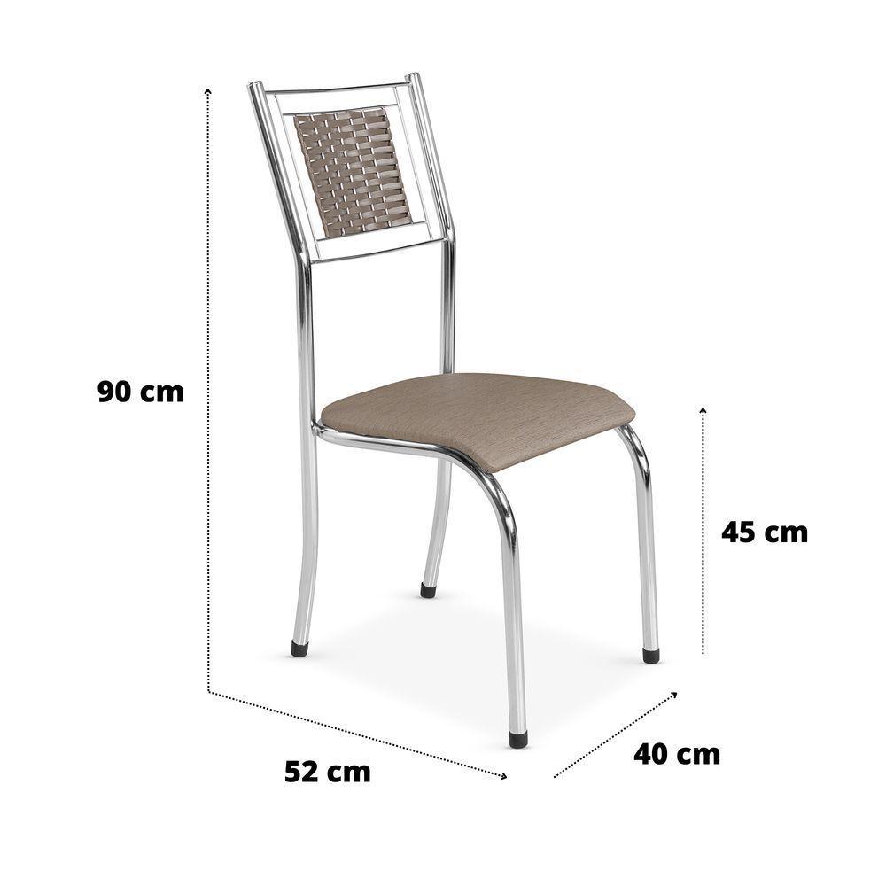 Kit 6 Cadeira Jantar Moderna Cromada Aço Junco Cozinha Sala Bege Cromada - 2