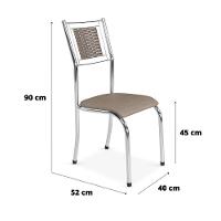 Kit 6 Cadeira Jantar Moderna Cromada Aço Junco Cozinha Sala Bege Cromada - 2