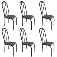 Kit 6 Cadeira Sala Jantar Aço Tubolar Cozinha Corino Junco Bege - 1