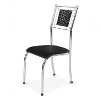 Kit 6 Cadeira Jantar Moderna Cromada Aço Junco Cozinha Sala Preto Cromada