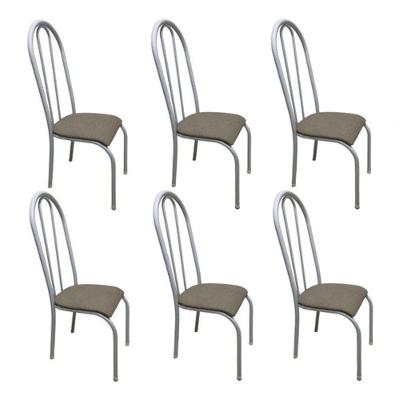 Kit 6 Cadeira Sala Jantar Aço Tubolar Cozinha Corino Junco Bege