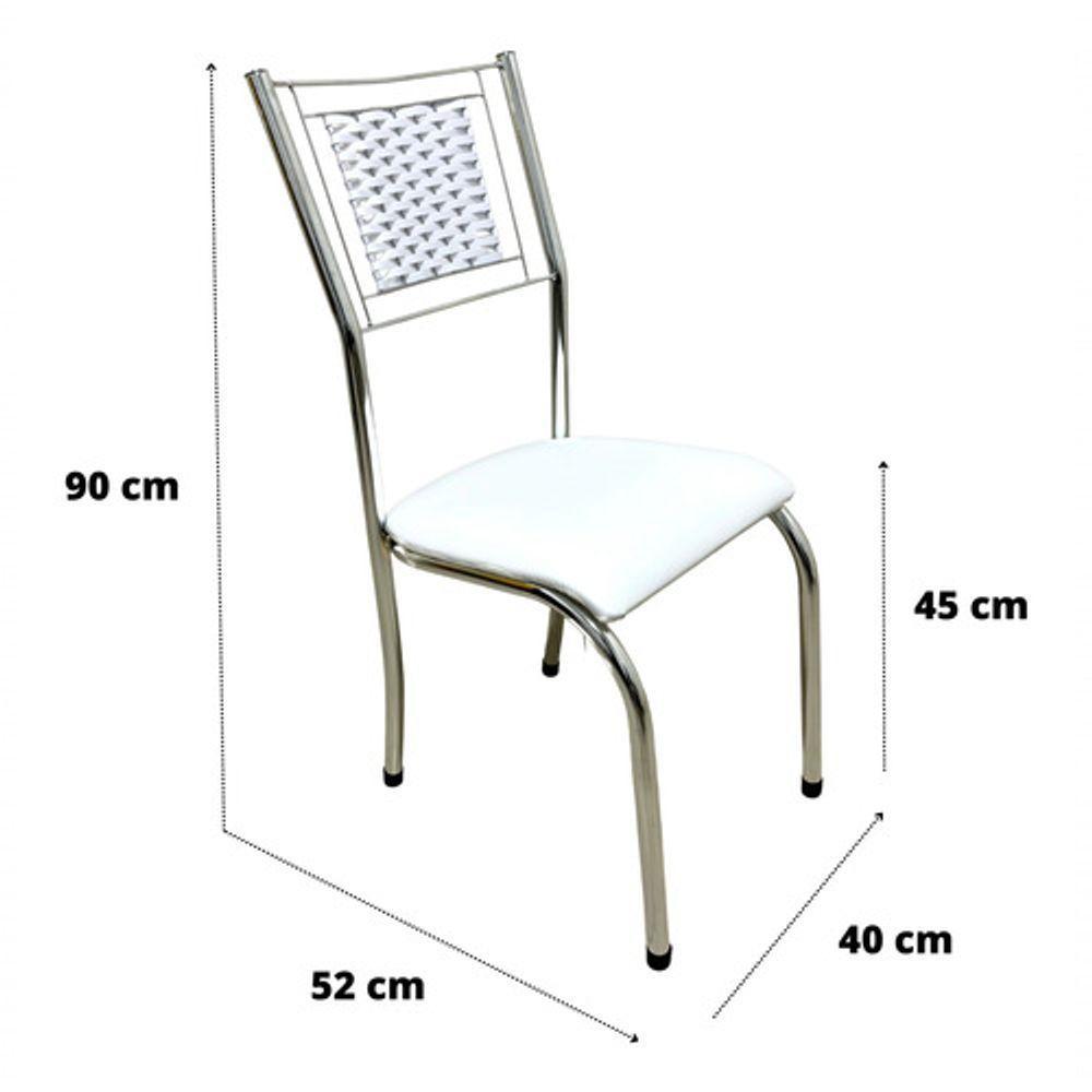 Kit 6 Cadeira Jantar Moderna Cromada Aço Junco Cozinha Sala Branco Cromada - 2