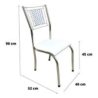 Kit 6 Cadeira Jantar Moderna Cromada Aço Junco Cozinha Sala Branco Cromada - 2