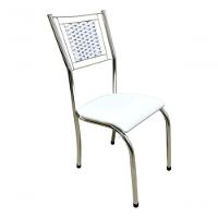 Kit 6 Cadeira Jantar Moderna Cromada Aço Junco Cozinha Sala Branco Cromada - 5