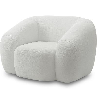 Poltrona Decorativa Orgânica Emery M05 Para Sala Living Tecido Bouclê Creme Lyam Decor