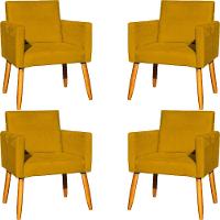 Kit 4 Poltronas Para Recepção Nina Suede Cores Pé Palito 30cm Castanho - Suede - 1