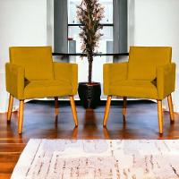 Kit 4 Poltronas Para Recepção Nina Suede Cores Pé Palito 30cm Castanho - Suede - 7