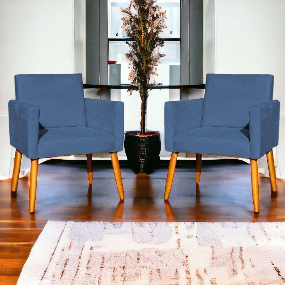 Kit 4 Poltronas Para Recepção Nina Suede Cores Pé Palito 30cm Castanho - Suede - 2