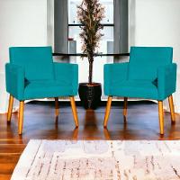 Kit 3 Poltronas Para Recepção Nina Suede Cores Pé Palito 30cm Castanho - Suede - 6