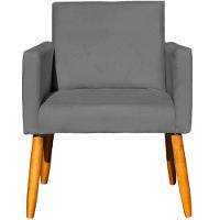 Kit 3 Poltronas Para Recepção Nina Suede Cores Pé Palito 30cm Castanho - Suede - 2