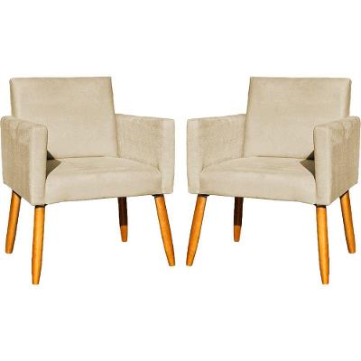 Kit 2 Poltronas Decorativas Nina Para Sala Suede Marrom Clique & Decore